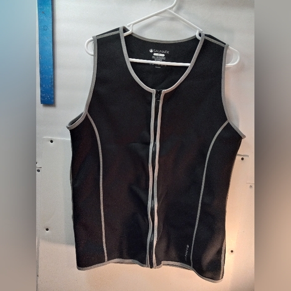 SaunaFX Men’s Slimming XXL Black Gray Neoprene Sauna Vest Zippered Tank Top Slim - Picture 10 of 13